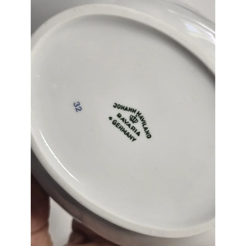 Vintage Johann Haviland Bavaria Germany Gravy Boat Floral Platinum